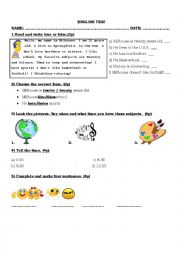 English Worksheet: SCHOOL SUBJECTS 