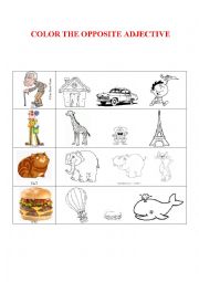 English Worksheet: Opposite Adjectives preschoolers