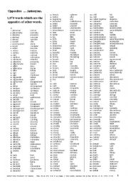 English Worksheet: VOCABULARY 007 Opposites (antonyms)