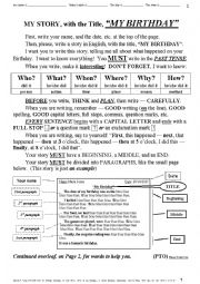 English Worksheet: ESSAY 003 My Birthday