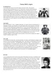 English Worksheet: Famous singers 60s