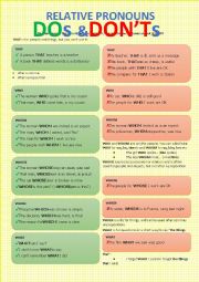 English Worksheet: relatives DOs and DONTs