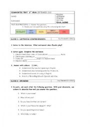 English Worksheet: DIAGNOSTIC TEST YEAR 2 SECONDARY