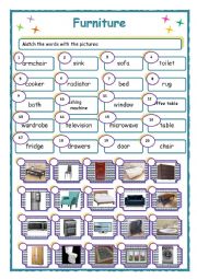 English Worksheet: Furniture 