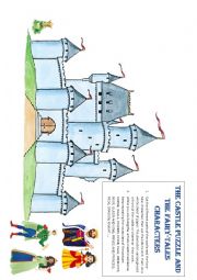 English Worksheet: Castle puzzle with fairy-tales characters