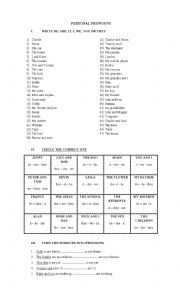 English Worksheet: personal pronouns