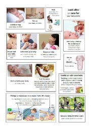 English Worksheet: NEW BABY / CHILD PHRASES AND V0CABULARY