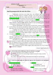 English Worksheet: LOVE AND MARRIAGE