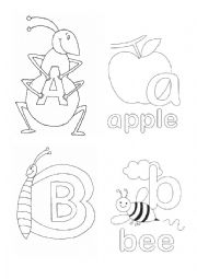 English Worksheet: A to H Coloring and Flashcards