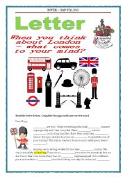 English Worksheet: GAP FILLING & WRITING - LETTER - LONDON