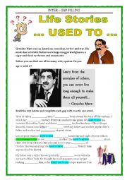 English Worksheet: GAP FILLING & USED TO (PAST HABITS) GROUCHO MARX