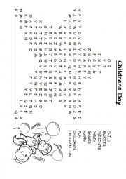 English Worksheet: Childrens Day word seach