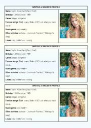 English Worksheet: Writing - singers profile (Taylor Swift )