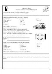 English Worksheet: Video Activity - Recipe