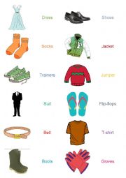 English Worksheet: MATCHING GAME - CLOTHES