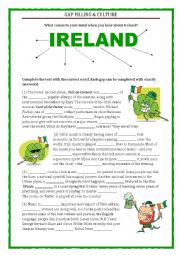 English Worksheet: GAP FILLING - CULTURE - IRELAND