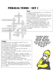 English Worksheet: Phrasal verbs crossword