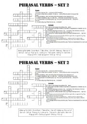 English Worksheet: Phrasal verbs crossword (2)