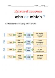 English Worksheet: Relative Pronouns - Making sentences 