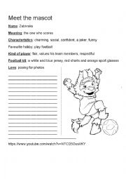 Meet the mascot writing activity