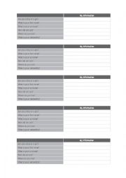 English Worksheet: ID card information about myself