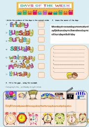 English Worksheet: Days of the week