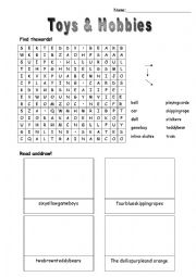 English Worksheet: Toys - Crossword