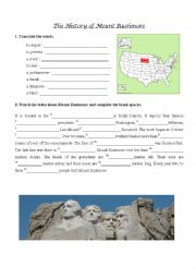 English Worksheet: Mount Rushmore video exercise