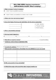 English Worksheet: Bullying - video and worksheet 