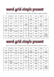 word grid simple present
