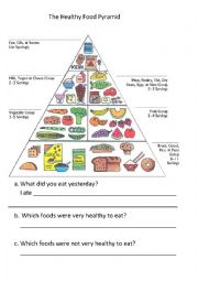English Worksheet: The Healthy Pyramid
