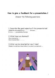 English Worksheet: Giving feedback for a presentation