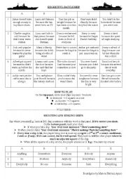 Regretful Battleship - Boardgame to practise conditionals, I wish, If only and indeterminate pronouns