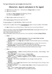 English Worksheet: The legend of King Arthur