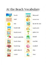 English Worksheet: Beach Vocabulary