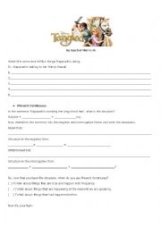 English Worksheet: Present Continuous with Rapunzel - Tangled Movie