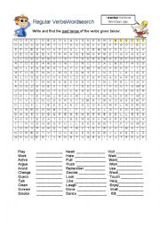 English Worksheet: REGULAR VERBS WORDSEARCH