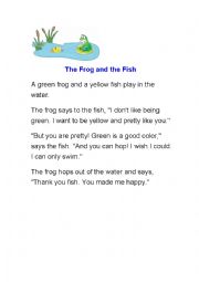 English Worksheet: The frog and the fish