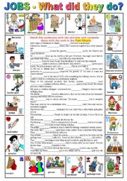 English Worksheet: Jobs - What did they do?  Past Simple + KEY
