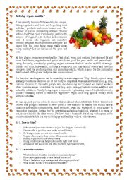 English Worksheet: Is being vegan healthy?