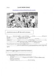 English Worksheet: Slave work songs