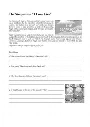 English Worksheet: The Simpsons Valentines Day worksheet