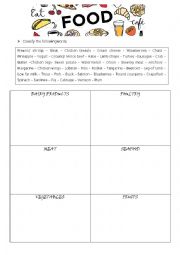 English Worksheet: Food 