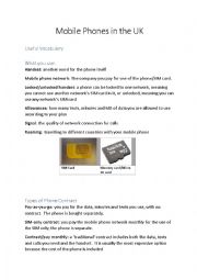 English Worksheet: Mobile Phone Deals in the UK - Vocabulary List