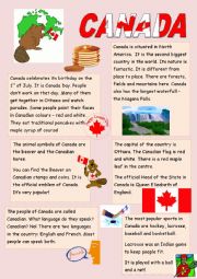 English Worksheet: Canada-facts