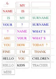 English Worksheet: my  name is