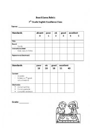 Board Game Rubric for grading 