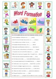 English Worksheet: WORD FORMATION