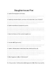 English Worksheet: Slaughterhouse-Five