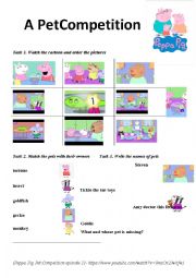 English Worksheet: A pet Competition (peppa pig cartoon)